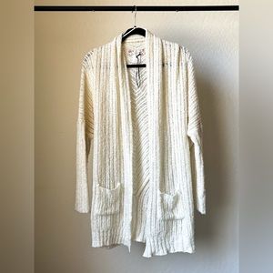 Pink Rose Chunky Cream Cardigan with Pockets L